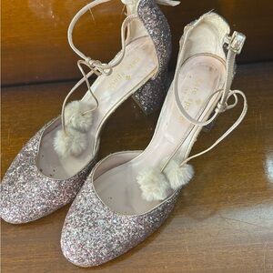 Kate spade heels Sz 7 Glittery Women's Shoes with Pom-Poms